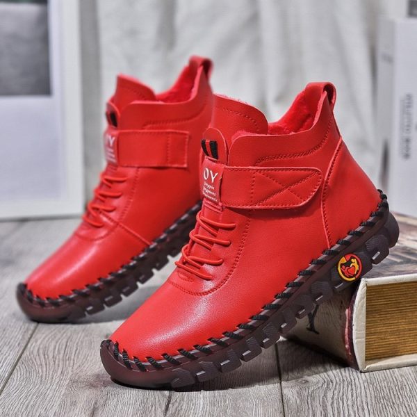 Women Snow Boots Winter Warm Lace Up Plush Ankle Boots With Sewing Thread Design New Waterproof Non-slip Platform Cozy Shoes - Image 7
