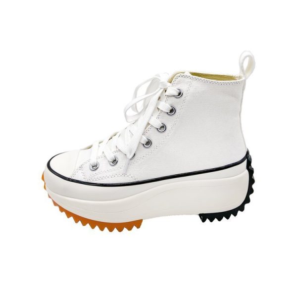Large Size Women's High-top Canvas Shoes New Korean Style Sports Casual Shoes Versatile Platform Round Toe White Shoes - Image 10