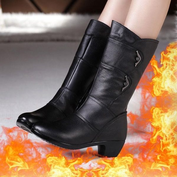 Women's Fashion Velvet Padded Warm Round Head Upper-wrapping Boots - Image 6