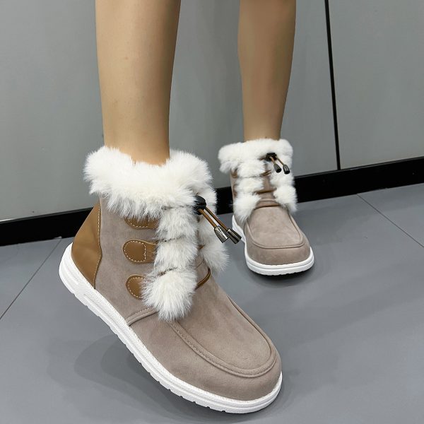 Fashion Suede Fleece Snow Boots Winter Warm Plush Round Toe Cotton Shoes Versatile Simple Short Boot For Women - Image 4