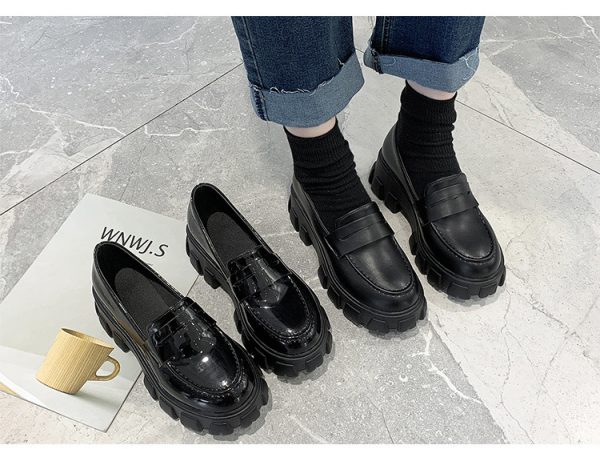 Women's Thick Heel Versatile Black Small Leather Shoes - Image 10