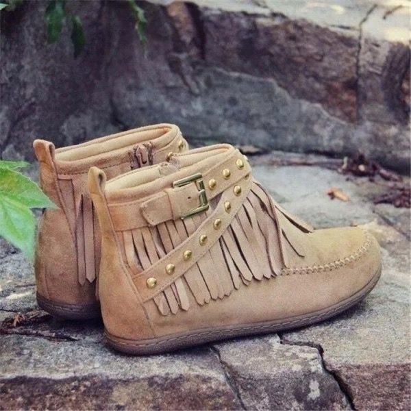 Women's Flat Buckle Martin Boots Retro - Image 4