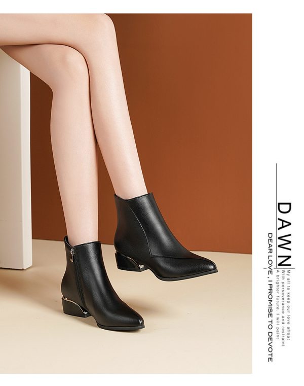 Women's British-style Fashionable Chunky Heel Martin Boots - Image 9