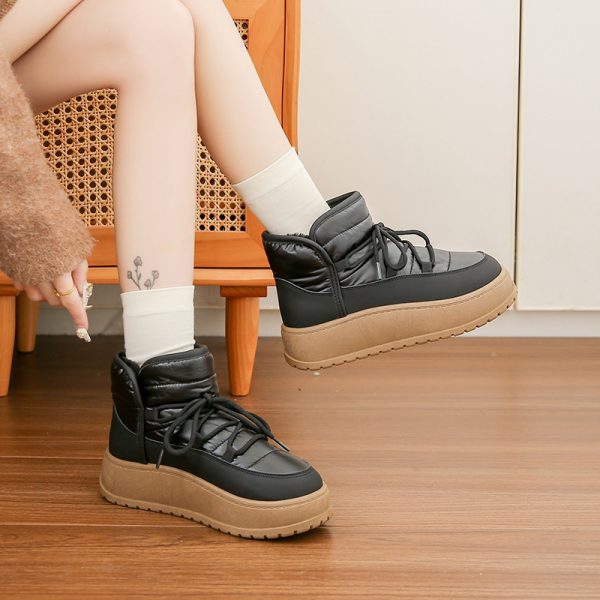 Fleece-lined High-top Snow Boots Female Insulated Cotton-padded Shoes - Image 3