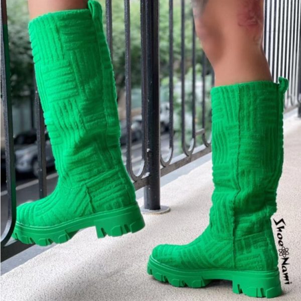 Mid Calf Boots Fashion Platform Western Boots Women Autumn Winter Shoes - Image 6