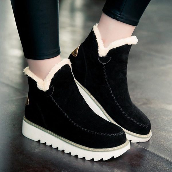 Flats Shoes Women Winter Snow Boots Warm Plush Ankle Booots - Image 2