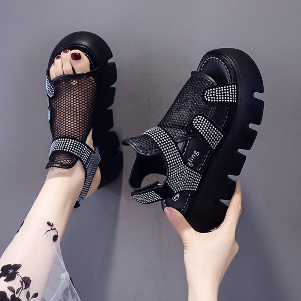 Platform Sandals Women's Fashion Outer Wear Mesh Hollow - Image 6