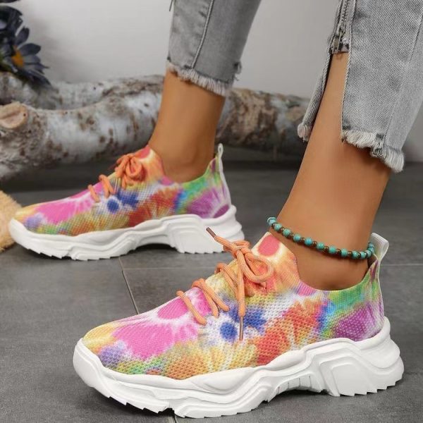 Flyknit Casual New Running 3D Printed Flowers Slip-on Light Running Shoes - Image 7
