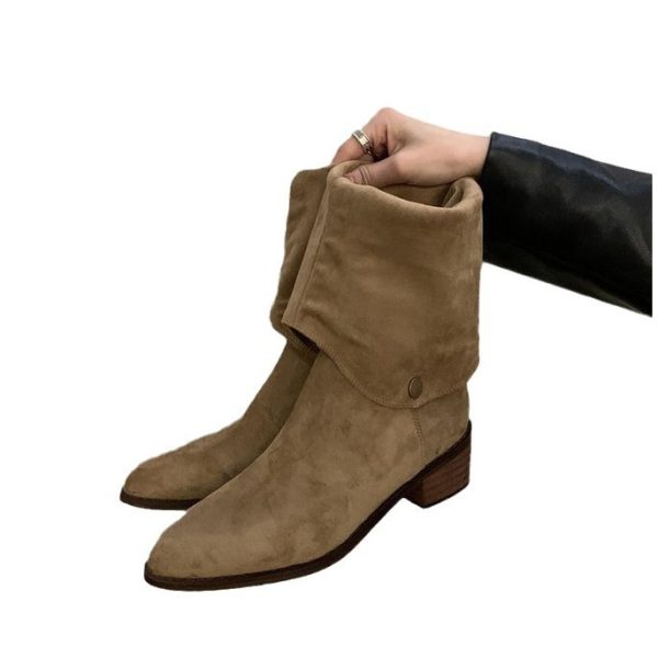 Women's Western Denim Long Biker Boots - Image 5