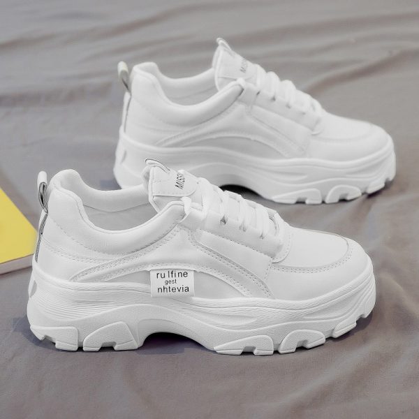 Women''s Thick Soled Net Red Sports Leisure Small White Shoes Ins Trendy Autumn - Image 3