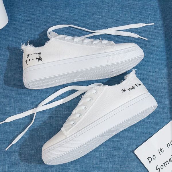 Women's Canvas Shoes Spring Breathable Versatile Casual White Shoes Student Sports - Image 2