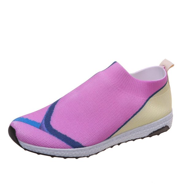 Women's Casual Fly Weaving Color Blocking Flat Bottom Sneakers - Image 6