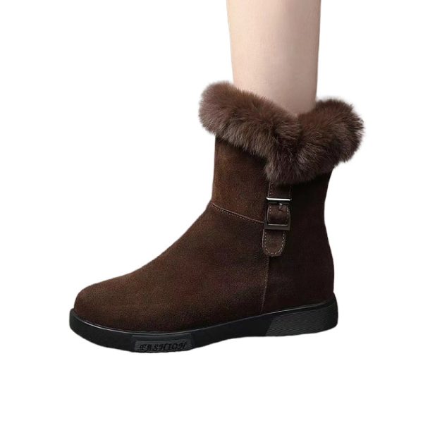Retro Warm Winter Fleece-lined New Flat Ankle Boots Non-slip Fluffy Cotton Shoes - Image 3