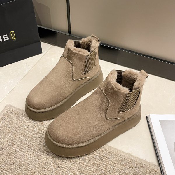 Women's Plush Boots Winter Warm Fleece Thick Flats Snow Boots Fashion Shoes - Image 10