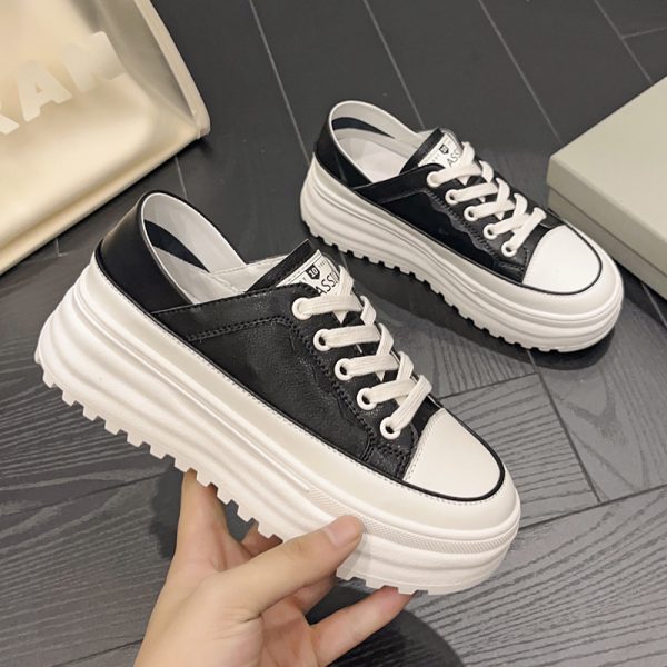 Casual Leather Platform Student Low-top Shoes - Image 2