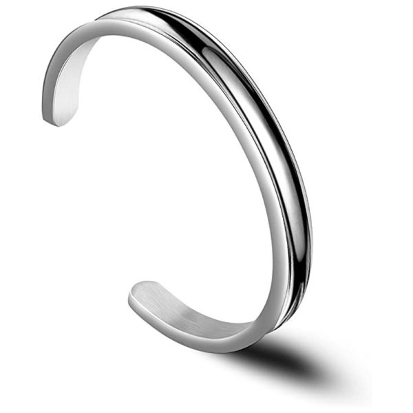 Stainless Steel C- Shaped Concave Open-ended Bracelet - Image 6