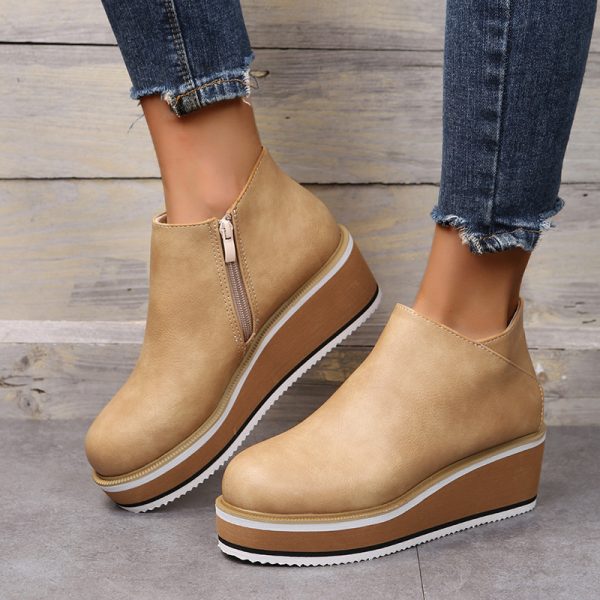 Ankle Boots Women Chunky Block Heel Shoes - Image 3