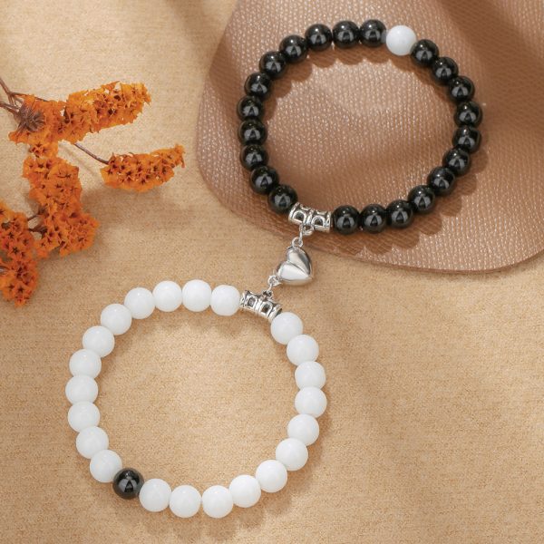 Black And White Love Magnet Suction Couple Bracelet Pair - Image 7