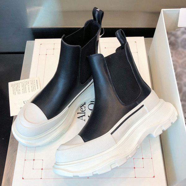 Leather Women's Shoes Platform Women's Ankle Boots Sleeve - Image 5