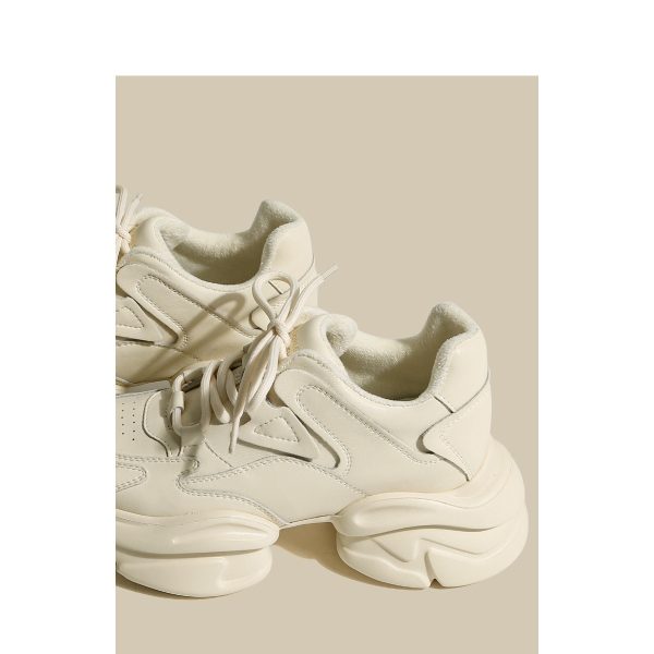 Cowhide Platform Thick Sole Height Increasing Sports Casual White Shoes Daddy Shoes Women - Image 3