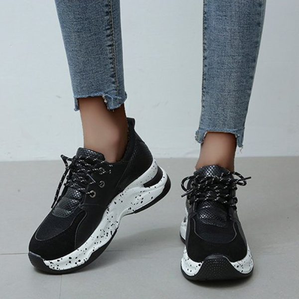 Leopard Print Sneakers Women Lace Up Walking Running Sports Shoes - Image 3