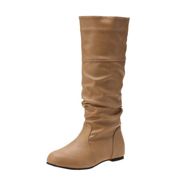 New Flat Boots Round Toe Slip-on Slimming - Image 4