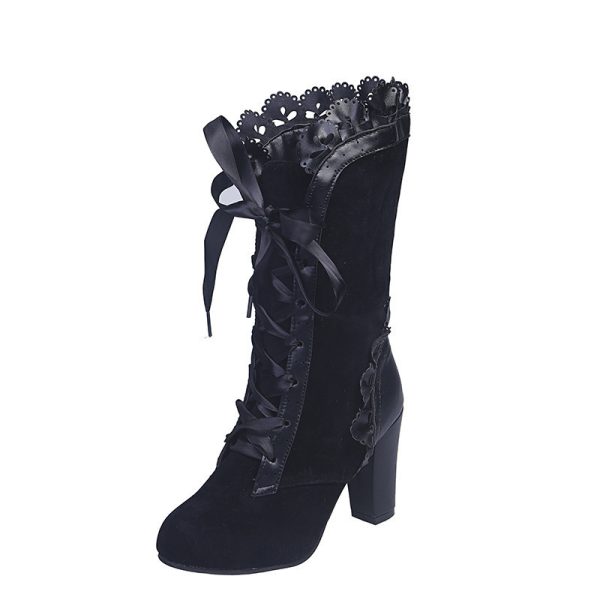 Autumn And Winter New Large Size Thick Heel Women's Leather Boots - Image 3