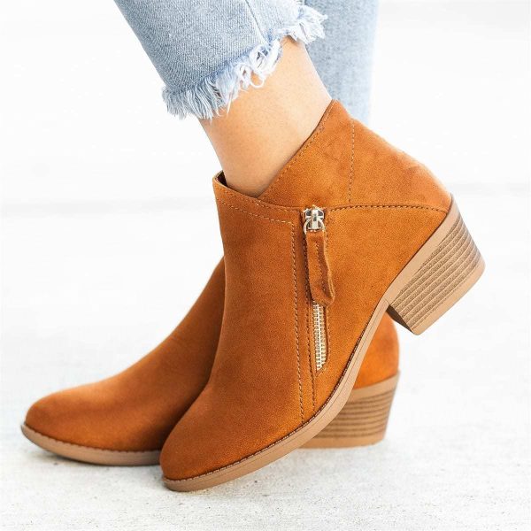 Women's Suede Boots Dr Martens Boots Chunky Heel Side Zip - Image 5