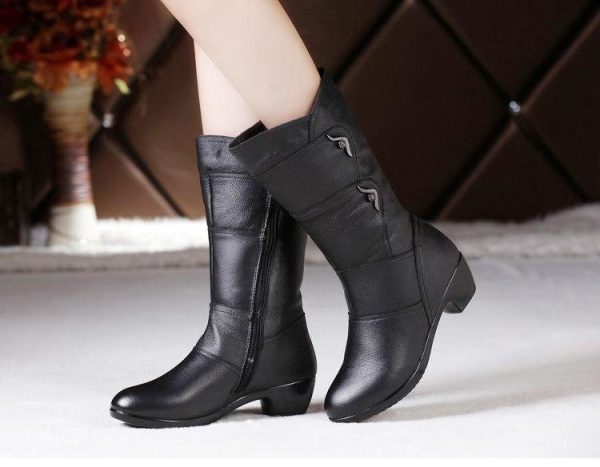 Women's Fashion Velvet Padded Warm Round Head Upper-wrapping Boots - Image 8