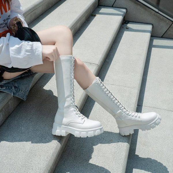Below The Knee Long British Style Platform Martin Boots - Image 2