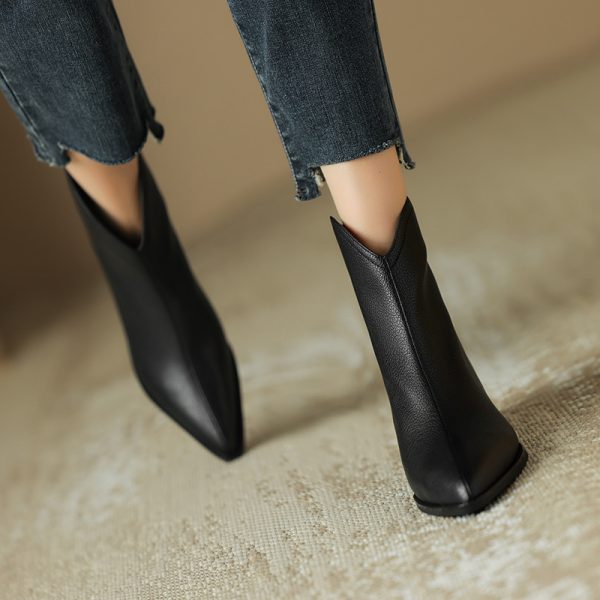 Simple Solid Color And Nude Ankle Boots For Women - Image 2