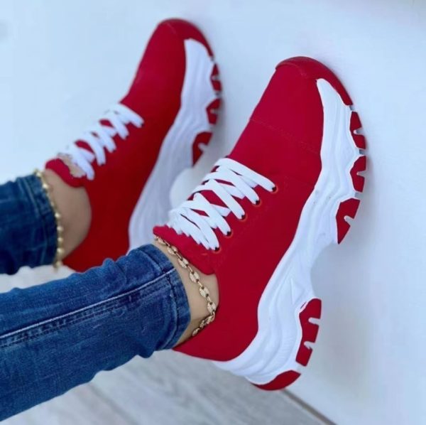 Round Head Thick Bottom Low-top Casual Shoes For Women Plus Size Lace Up Pumps - Image 4