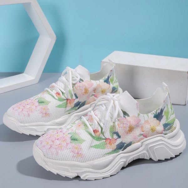 Casual Flower Sports Shoes Women Flat Bottom Plus Size - Image 3