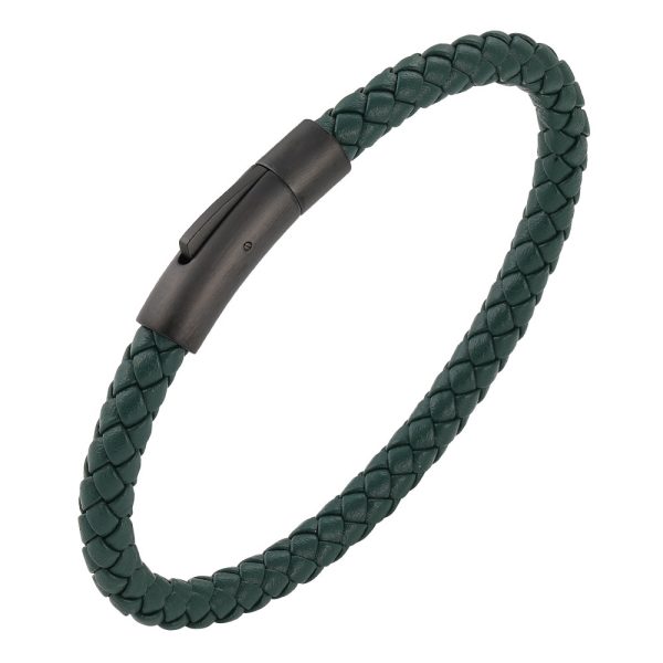 Woven Frosted Black Buckle Simple Leather Bracelet - Image 9