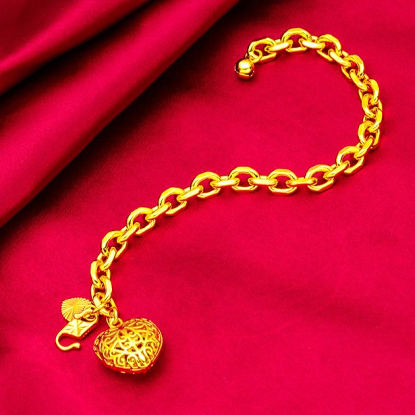Vietnam Placer Gold Women's Heart Bracelet - Image 3
