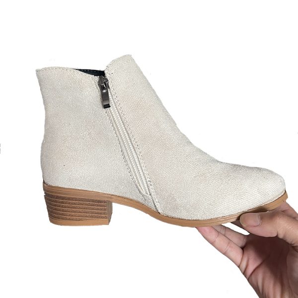Ankle Boots For Women Low Heels Side Zipper Shoes - Image 9