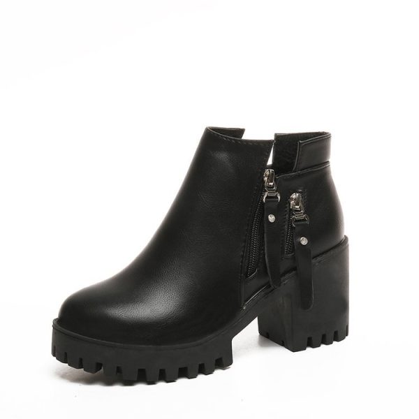 Fashionable Chunky Heel Platform Booties Women - Image 3