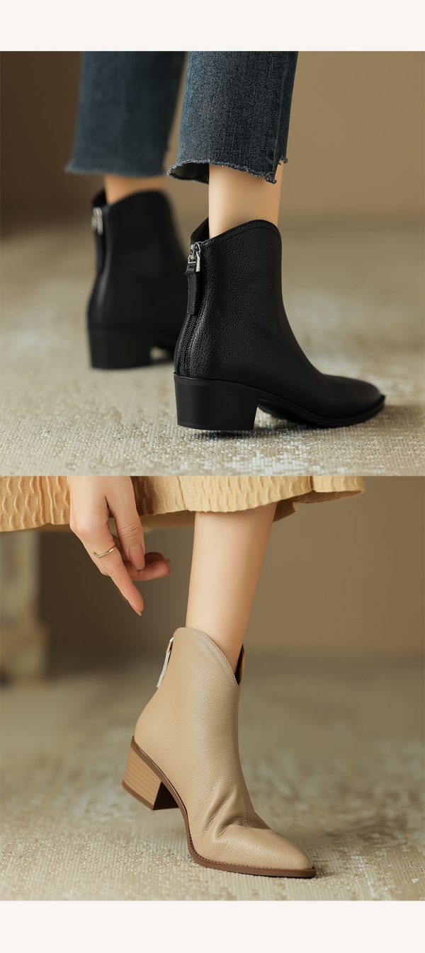 Simple Solid Color And Nude Ankle Boots For Women - Image 10