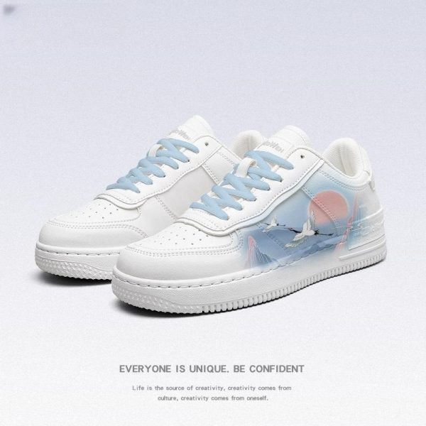 Ancient Style White Crane Board National Style Cute Wild White Shoes - Image 4