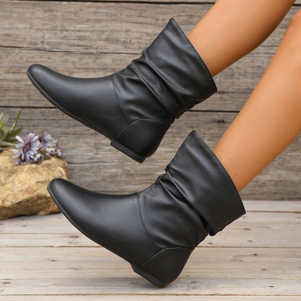 Leather Flat All-match Short Boots Women - Image 6