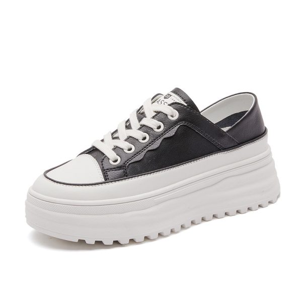 Casual Leather Platform Student Low-top Shoes - Image 5