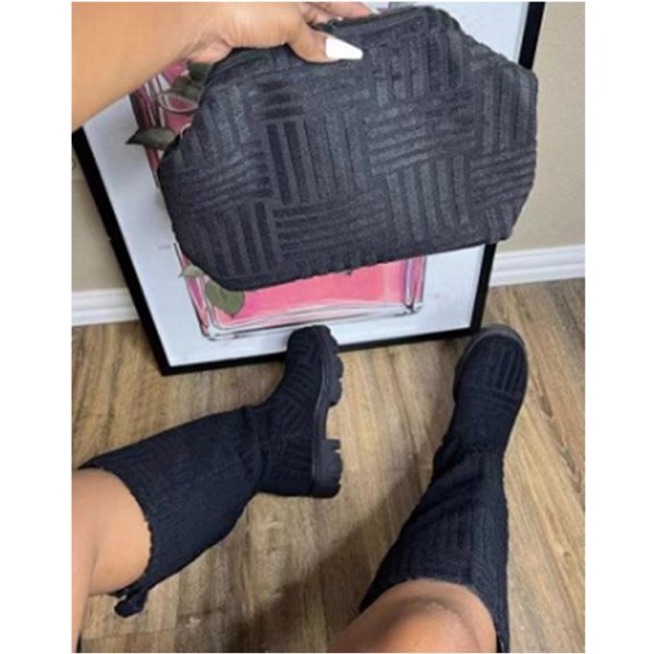 Mid Calf Boots Fashion Platform Western Boots Women Autumn Winter Shoes - Image 9