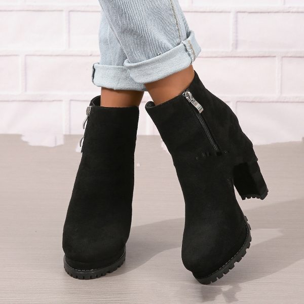 European And American Foreign Trade Plus Size Low-cut Women's High Heels Leather Boots - Image 3