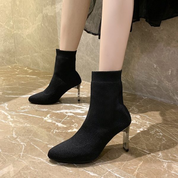 Pointed Toe Boots Women Sock Shoes - Image 4