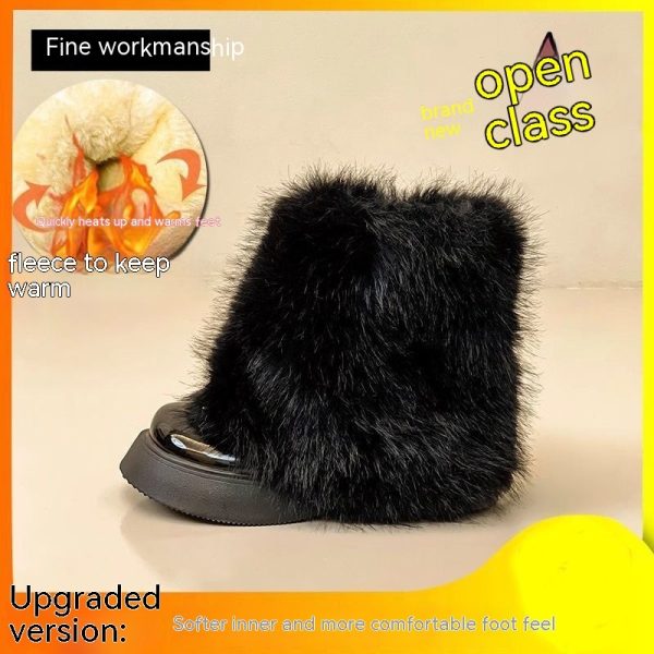 Snow Boots Winter Fleece-lined Thermal Furry Shoes - Image 5