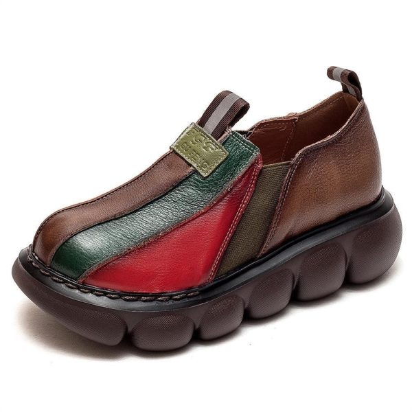 New Fashion Color-blocking Ethnic Style Round Toe Thick Sole Shoes - Image 6