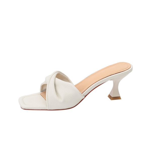 Women's Outer Stiletto Heel Simple Fashion Square Toe Open Toe Fairy Style High Heel Sandals For Women - Image 5