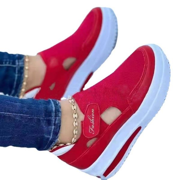 Women's Light Color Blocking Velcro Thick Bottom Breathable Large Casual Shoes - Image 5