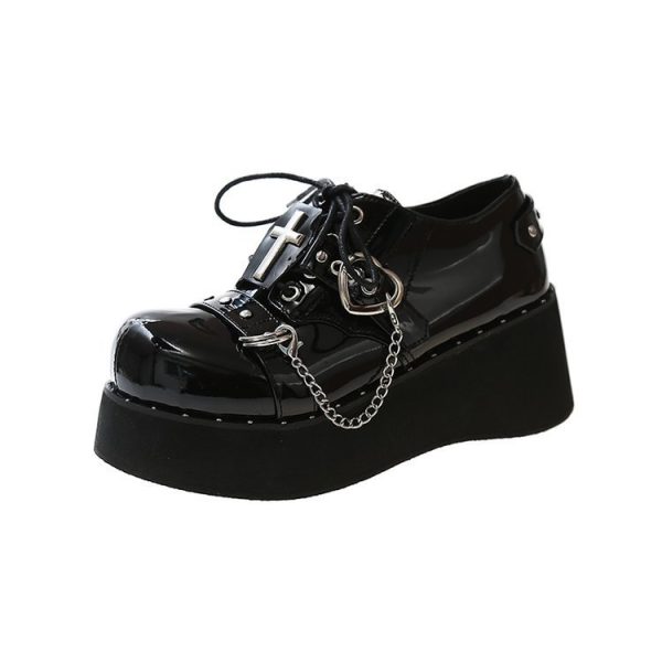 Punk Platform Shoes Dark Lolita Platform Leather Shoes - Image 5