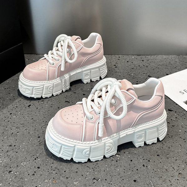 Spring Muffin Bottom Fashion All-match Height Increasing Casual Leather Shoes - Image 4